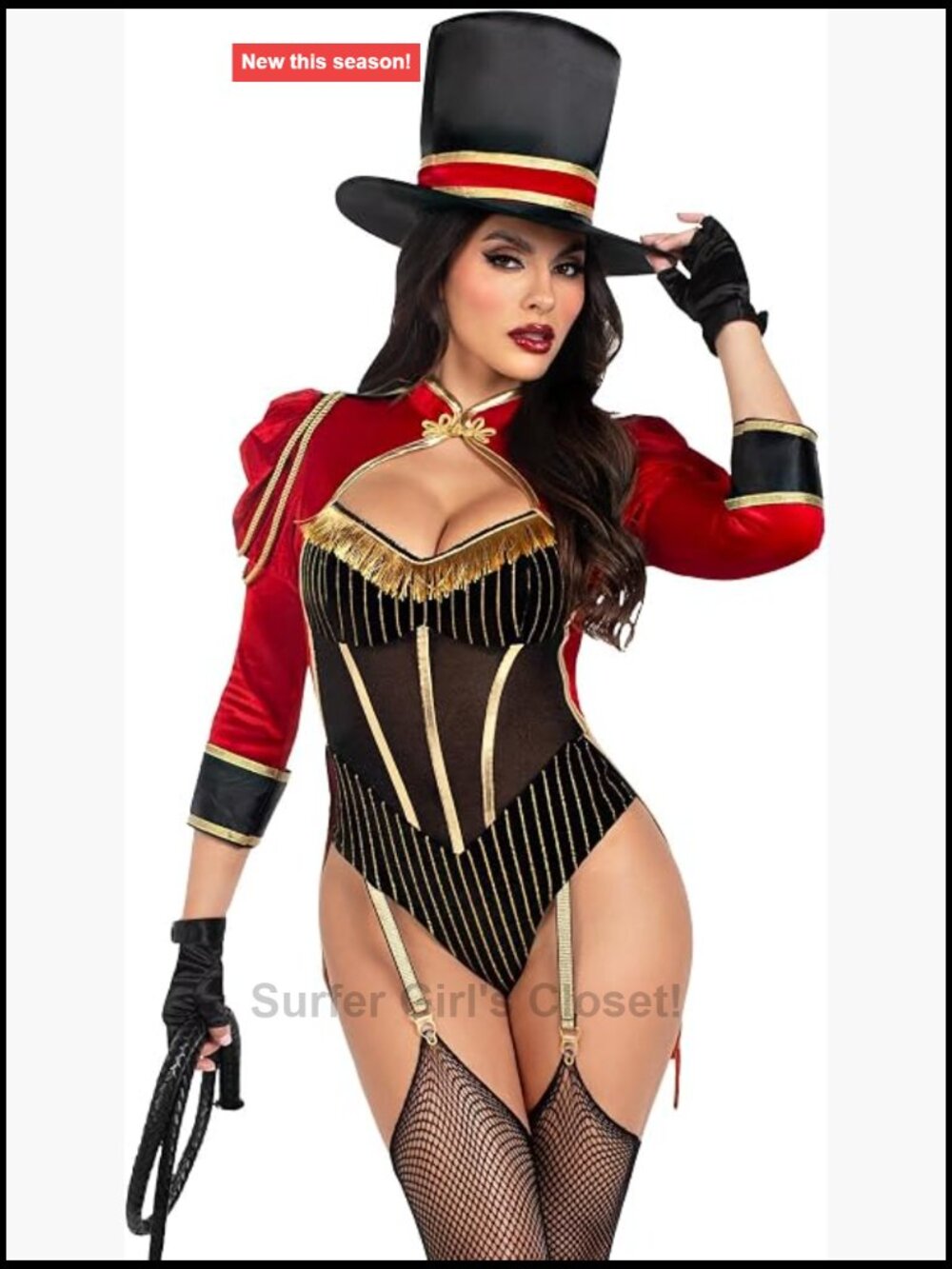 2 PC Ravishing Ringmaster Costume Attached Velvet Tail Coat Top Hat